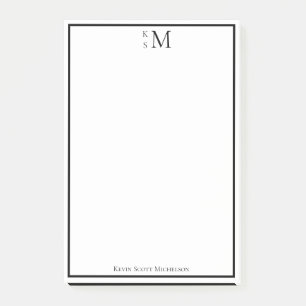 Monogramm Schwarz Weiß Professionell Elegant  Post-it Klebezettel