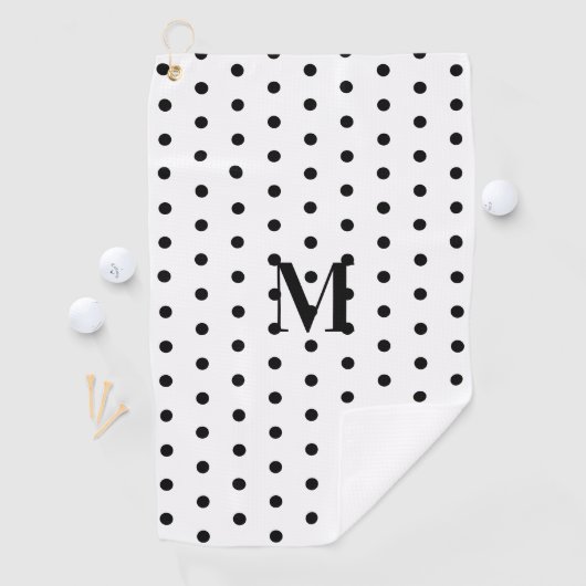 Monogramm Schwarz-Weiß-Punkte Golfhandtuch (Insitu)