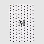 Monogramm Schwarz-Weiß-Punkte Golfhandtuch (Vorderseite)