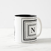 Monogramm Schwarz-Weiß-Quadrat Zweifarbige Tasse (VorderseiteRechts)