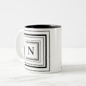 Monogramm Schwarz-Weiß-Quadrat Zweifarbige Tasse (Vorderseite Links)