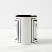 Monogramm Schwarz-Weiß-Quadrat Zweifarbige Tasse (Mittel)