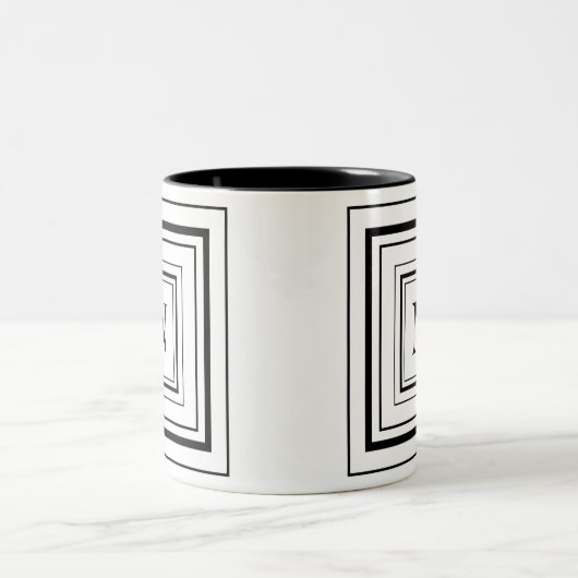 Monogramm Schwarz-Weiß-Quadrat Zweifarbige Tasse (Mittel)