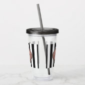 Monogramm Schwarz-Weiß-Streifen Acryltrinkbecher (Links)