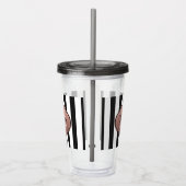 Monogramm Schwarz-Weiß-Streifen Acryltrinkbecher (Rechts)