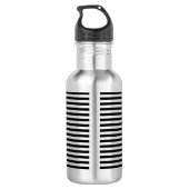 Monogramm Schwarz-Weiß-Streifen Edelstahlflasche (Rückseite)