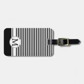 Monogramm Schwarz-Weiß-Streifen Gepäckanhänger (Vorderseite horizontal)