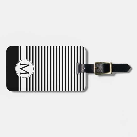 Monogramm Schwarz-Weiß-Streifen Gepäckanhänger (Vorderseite horizontal)