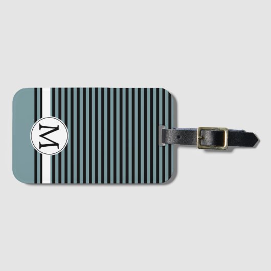 Monogramm Schwarz-Weiß-Streifen Gepäckanhänger (Vorderseite (Horizontal))