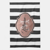 Monogramm Schwarz-Weiß-Streifen Geschirrtuch (Vertikal)