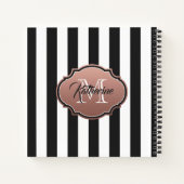 Monogramm Schwarz-Weiß-Streifen Notizblock (Rückseite)