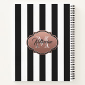 Monogramm Schwarz-Weiß-Streifen Notizblock (Rückseite)