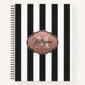Monogramm Schwarz-Weiß-Streifen Notizblock (Vorderseite)