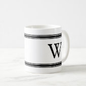 Monogramm Schwarz/Weiß-Streifen personalisierte Um Kaffeetasse (VorderseiteRechts)