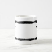 Monogramm Schwarz/Weiß-Streifen personalisierte Um Kaffeetasse (Mittel)