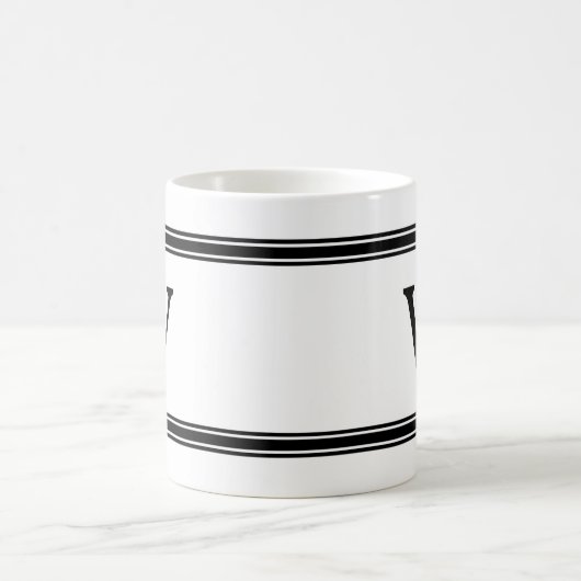 Monogramm Schwarz/Weiß-Streifen personalisierte Um Kaffeetasse (Mittel)