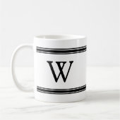 Monogramm Schwarz/Weiß-Streifen personalisierte Um Kaffeetasse (Links)