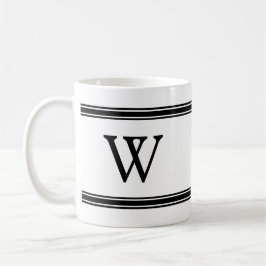 Monogramm Schwarz/Weiß-Streifen personalisierte Um Kaffeetasse