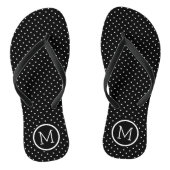 Monogramm Schwarz-Weiß-Tiny-Punkte Badesandalen (Fußbett)