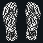 Monogramm Schwarz-Weiß-Trellis Badesandalen<br><div class="desc">Maßgeschneiderte,  bedruckte Flop-Sandalen mit einem stilvollen,  modernen Trellis-Muster und einem eigenen Monogramm oder einem anderen Text in einem Kreisrahmen. Klicken Sie auf Anpassen,  um Schriftart und Farben zu ändern oder eigene Bilder hinzuzufügen,  um ein einzigartiges Design zu erstellen!</div>