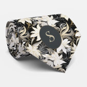 Monogramm Schwarz, Weiß und Taue Krawatte (Gerollt)