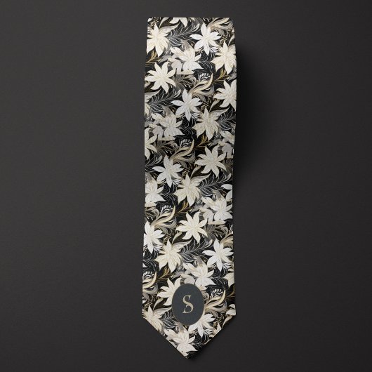 Monogramm Schwarz, Weiß und Taue Krawatte