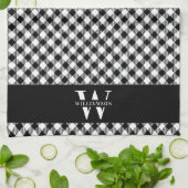 Monogramm Schwarz/Weiß Vichy Kariert Moderne Geschirrtuch (Gefaltet)