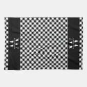 Monogramm Schwarz/Weiß Vichy Kariert Moderne Geschirrtuch (Horizontal)