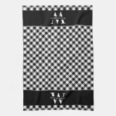 Monogramm Schwarz/Weiß Vichy Kariert Moderne Geschirrtuch (Vertikal)