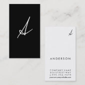 Monogramm / Schwarz & Weiß Visitenkarte (Vorne/Hinten)
