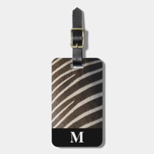 Monogramm Schwarz Weiß Zebra Tier Streifen Druck Gepäckanhänger