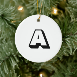 Monogramm Schwarz-Weiß-Zoll-Erstweihnacht Keramik Ornament