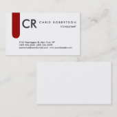 Monogramm Schwarz-weiße graue rote Visitenkarte (Vorne/Hinten)