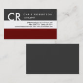 Monogramm Schwarz-weiße graue rote Visitenkarte (Vorne/Hinten)