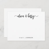 Monogramm Schwarz-weiße Hochzeitskarte Mitteilungskarte (Vorne/Hinten)