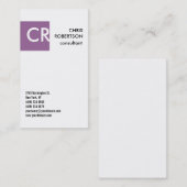 Monogramm Schwarz-weiße Lila Visitenkarte (Vorne/Hinten)