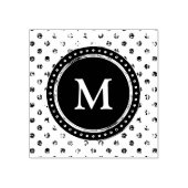 Monogramm | Schwarz-weiße Polka Dots Gummistempel (Prägung)