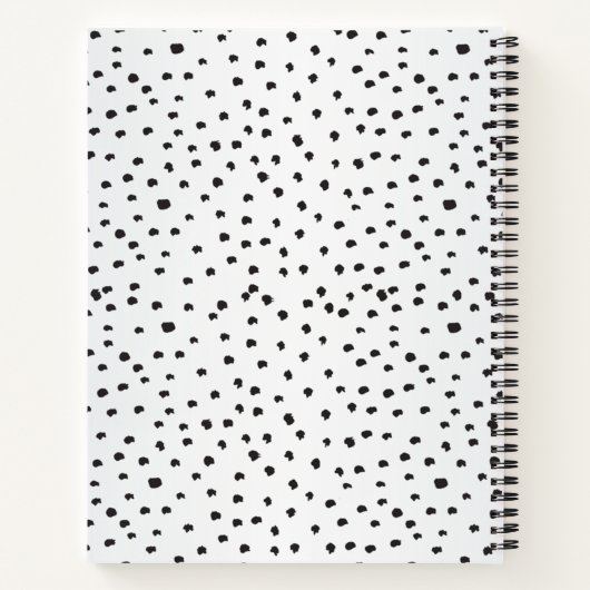 Monogramm, schwarz-weiße Polka-Punkte, Goldrahmen Notizblock (Rückseite)