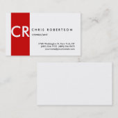 Monogramm Schwarz-weiße Red Strip-Visitenkarte Visitenkarte (Vorne/Hinten)