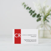 Monogramm Schwarz-weiße Red Strip-Visitenkarte Visitenkarte (Stehend Vorderseite)