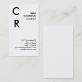 Monogramm Schwarz-weiße Schlichte Visitenkarte (Vorne/Hinten)