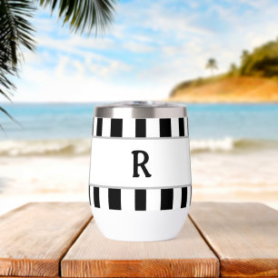 Monogramm Schwarz Weiße Strandhütten Streifen