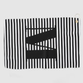 Monogramm Schwarz-weiße Streifen Golfhandtuch (Horizontal)
