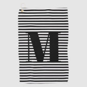 Monogramm Schwarz-weiße Streifen Golfhandtuch (Vorderseite)