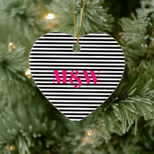 Monogramm Schwarz-weiße Streifen Keramik Ornament