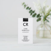 Monogramm Schwarz-weiße Visitenkarte (Stehend Vorderseite)
