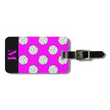 Monogramm Schwarz-weiße Volleyballbälle, rosa