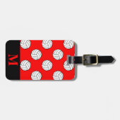 Monogramm Schwarz-weiße Volleyballbälle, rot Gepäckanhänger (Vorderseite horizontal)