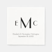 Monogramm Schwarz-weißen Minimalistischen Hochzeit Serviette (Vorderseite)