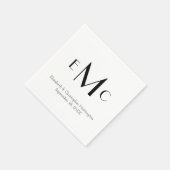Monogramm Schwarz-weißen Minimalistischen Hochzeit Serviette (Ecke)